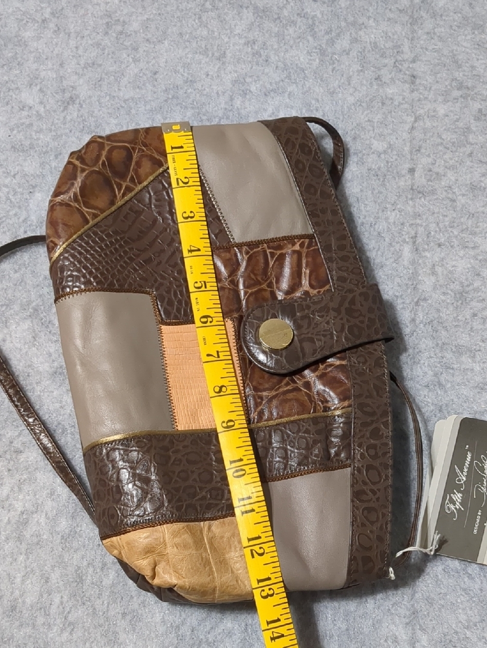 Vintage Fifth Avenue by Diran saks Patchwork Leather Shoulder Bag Brown NWT - Picture 13 of 13